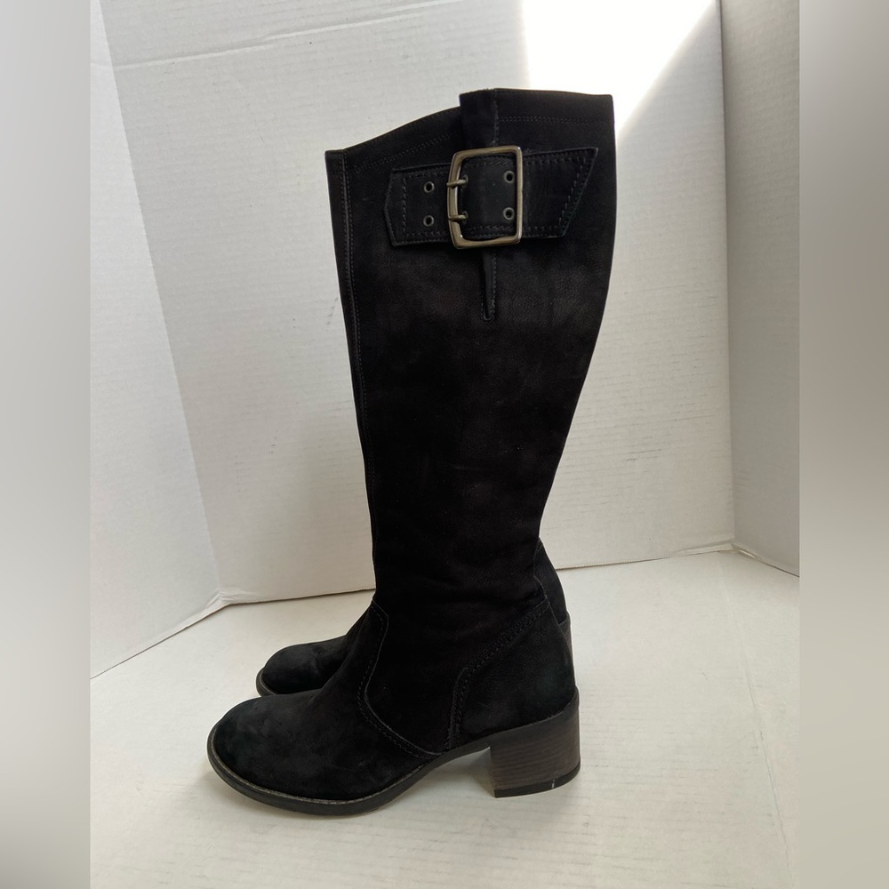 Paul Green Boots Womens Leather Riding Black Suede Sz 6.5 M Knee High Equestrian
